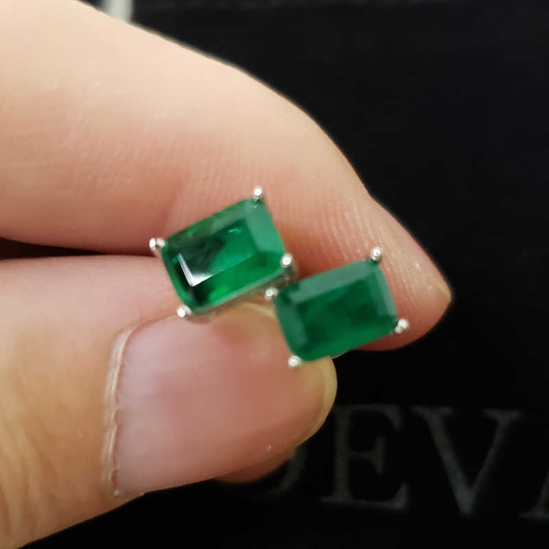 OVEAS Elegant Vintage simulation emerald Stud earrings for women Top quality 925 Sterling Silver Green Zircon Party Jewelry Gift 210609