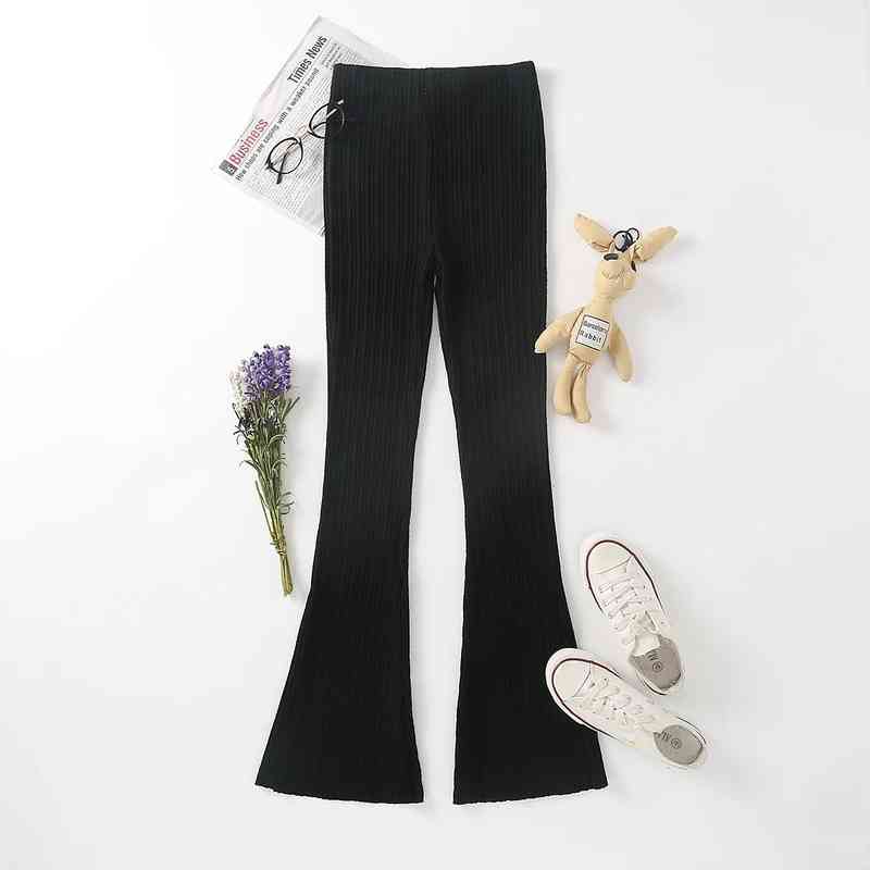 Pants & Capris 5color Thin Slim High Waist White Knitted Flare Women Plus Size Casual Wild Pantalones De Mujer Simple 210429