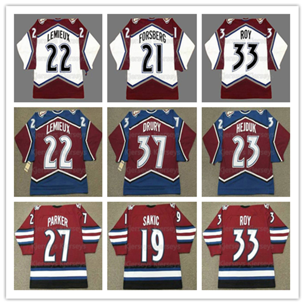 Colorado Avalanche JOE SAKIC 1996 PETER FORSBERG 1996 PETER FORSBERG 2001 CLAUDE LEMIEUX 1996 CLAUDE LEMIEUX Vintage Hockey Jersey, Black;red
Colorado Avalanche JOE SAKIC 1996 PETER FORSBERG 1996 PETER FORSBERG 2001 CLAUDE LEMIEUX 1996 CLAUDE LEMIEUX Vintage Hockey Jersey, Black;red