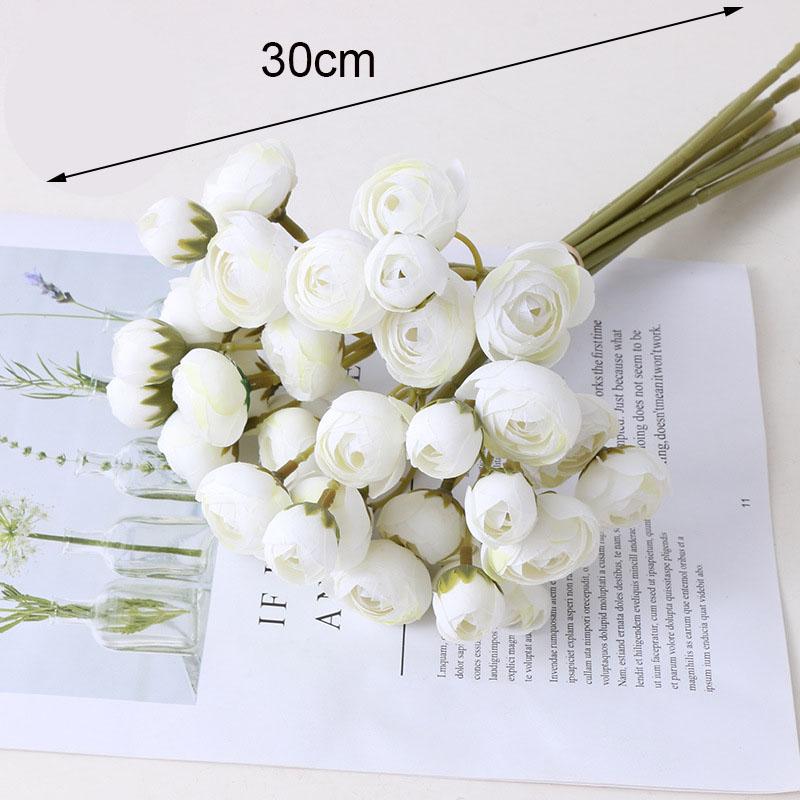 Bouquet Artificial Peony Tea Rose Flowers With Pot Silk Fake Flores Wedding Flower DIY Home Garden Decoration Plants Decorative & Wreaths