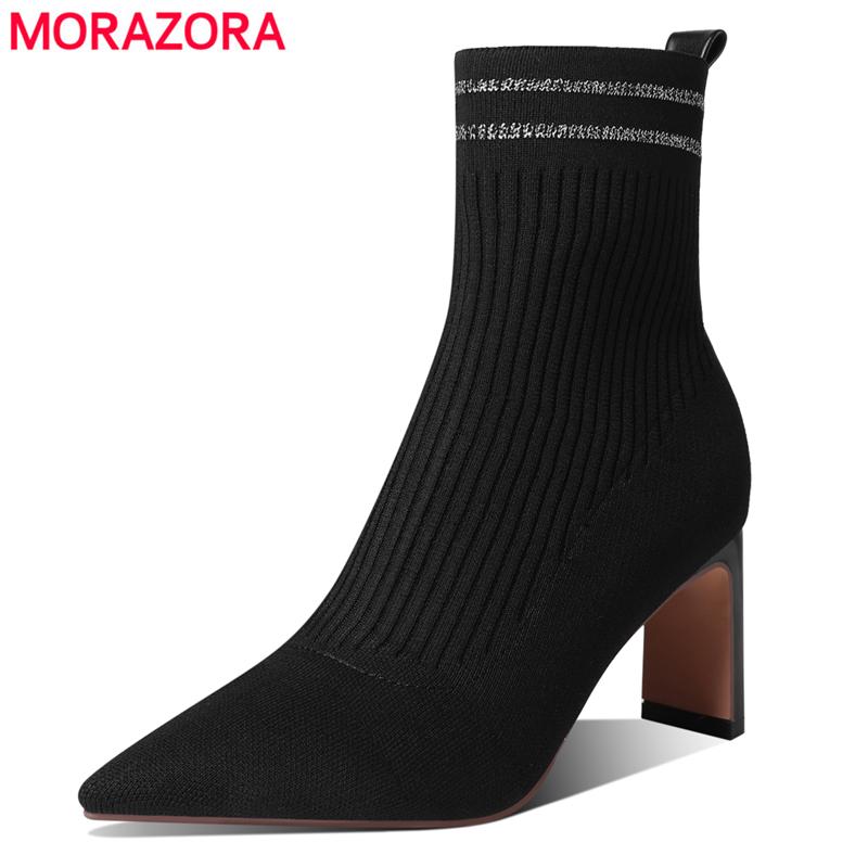 Boots MORAZORA Plus Size 34-43 Fashion Ankle For Women Stretch Cloth Pointed Toe Sexy High Heels Black Autumn
Boots MORAZORA Plus Size 34-43 Fashion Ankle For Women Stretch Cloth Pointed Toe Sexy High Heels Black Autumn