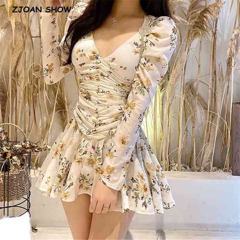 Women Sexy V neck Flower Print Puff Sleeve Pleated Ruffles Mini Dress Package Hips Hem Irregular Party Dresses 210429, Ivory
Women Sexy V neck Flower Print Puff Sleeve Pleated Ruffles Mini Dress Package Hips Hem Irregular Party Dresses 210429, Ivory