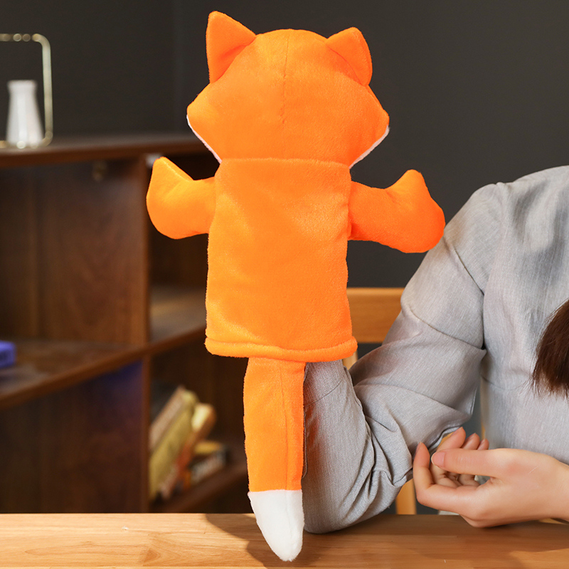 Cute soft animal psh toys cartoon fox crow stuffed hand puppets for kids pretend toys creative activity props284h