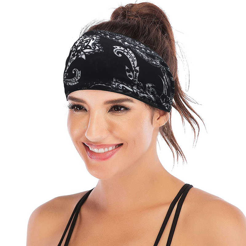 Sports Headband Women's Wide-sided Folding Printed Headbands Sweat Hair Accessories Yoga Fitness Scarf Sport Towel Diadema Deportiva Para Mujer
