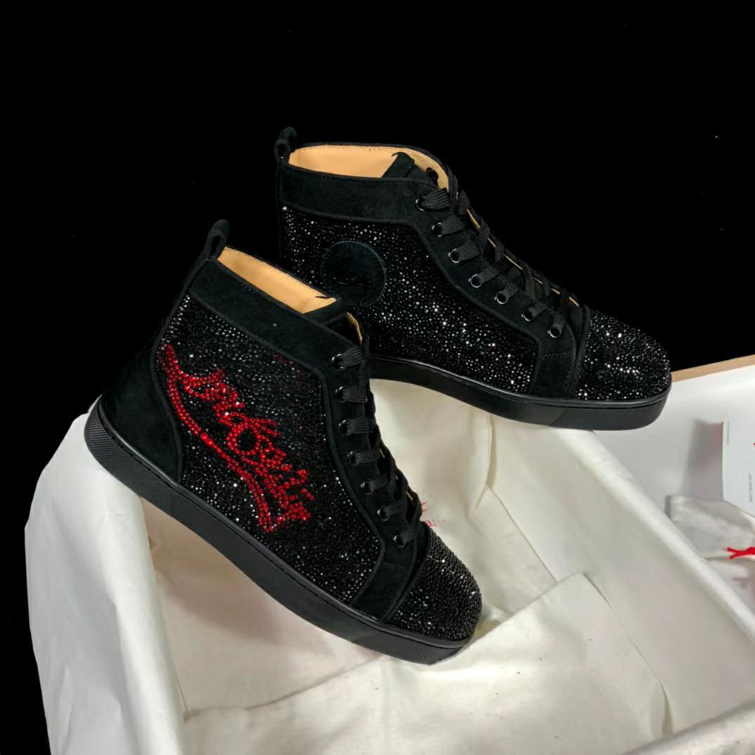 Top Luxury Navy Louisflat Strass Red Bottom Shoes Men Sneakers High-top Skateboard Walking Perfect Women Sports Party Wedding EU35-47, Black
Top Luxury Navy Louisflat Strass Red Bottom Shoes Men Sneakers High-top Skateboard Walking Perfect Women Sports Party Wedding EU35-47, Black