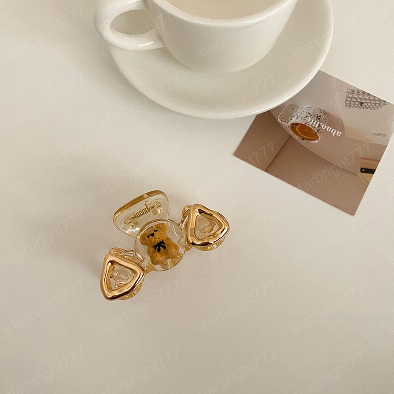 Women Cute bear Transparent Hair Claw Vintage Headband Hairpin Fashion Hair Accessories Gifts Ornamen
