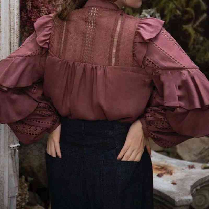 Women' Knits & Tees Kuzuwata sexy hollow out embroidered design fashionable frilly fashion shirts shreds female blouse casual blouses P8AG, 1# shoe box
Women' Knits & Tees Kuzuwata sexy hollow out embroidered design fashionable frilly fashion shirts shreds female blouse casual blouses P8AG, 1# shoe box