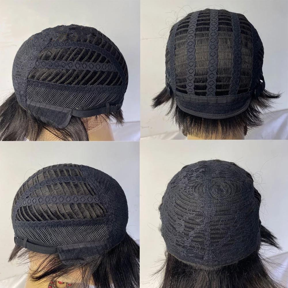 Free shipping Ombre T1B/27 Human Hair Short Wigs For Black Women Straight Bob Pixie Honey Blonde Brazilian No Lace Front Wig With Bang