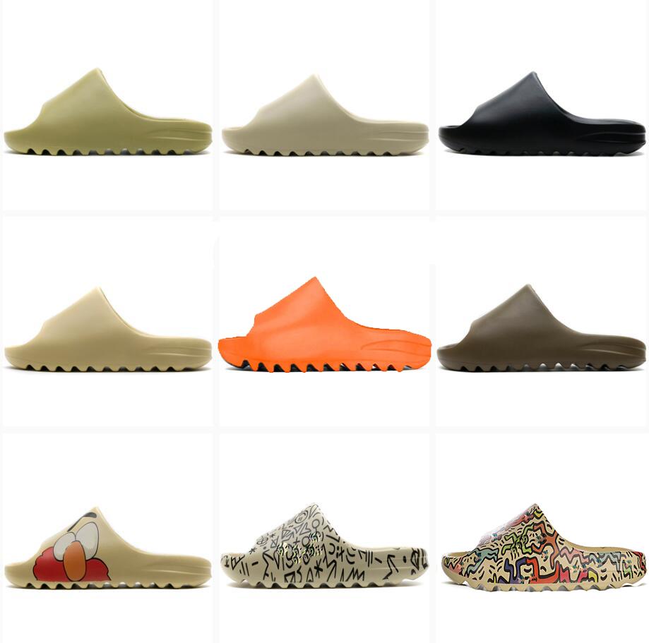 Fashion slipper Desert Sand Resin Earth Brown Wests summer thick-soled sandals Kanye Slide triple black bone white men's and women's foam runner slippers with box