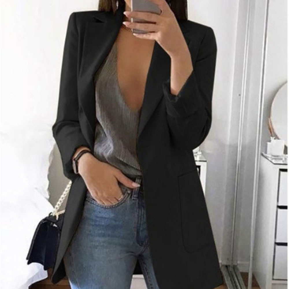 Women Fashion Elegant Jackets European Work OL Blazer Casual Suit Slim Tweed Plus Size 5XL Lady Outwear 210428