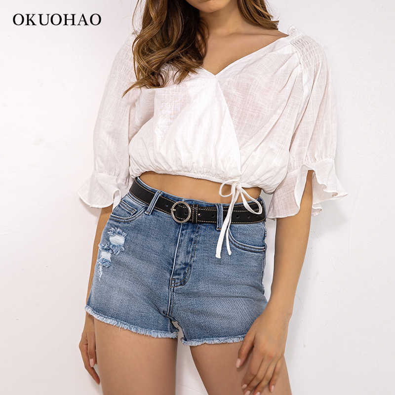 High Waist Denim Shorts For Women Summer Blue Ripped Elastic Jean Short Skinny Casual Female Washed Comfortable Shorts 210611