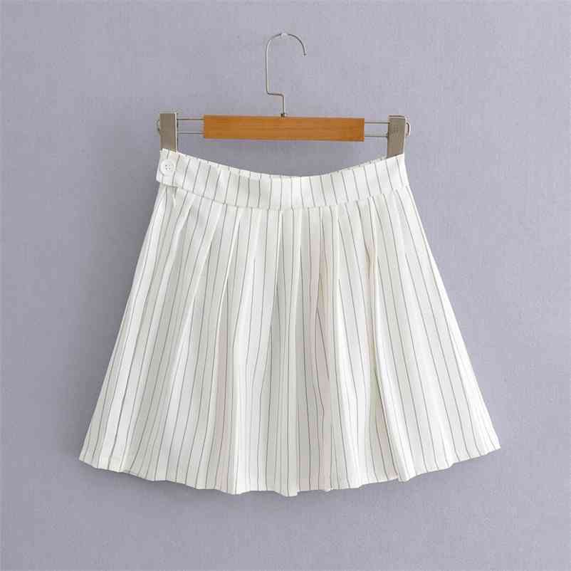 women striped mini skirts fashion zipper mid waist pleated for female Casual girls summer wear 210524, White
women striped mini skirts fashion zipper mid waist pleated for female Casual girls summer wear 210524, White