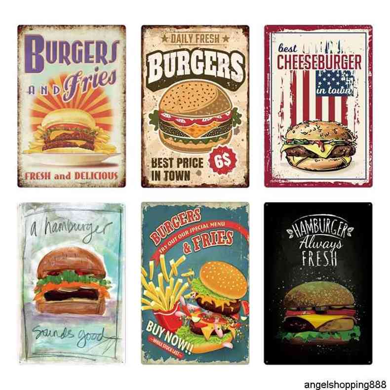 Hamburger Plaque Vintage Fast Food Resturant Tin Wall Decor for Kitchen Cafe Diner Bar Burger Metal Signs 20x30ca
Hamburger Plaque Vintage Fast Food Resturant Tin Wall Decor for Kitchen Cafe Diner Bar Burger Metal Signs 20x30ca