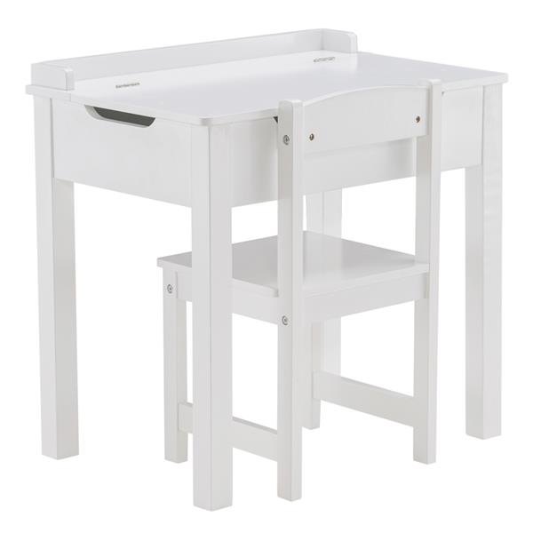 Garden Sets [59 40.5 x 59]cm MDF White Children's Study Table and Chair Set of 2 Can Open Drawers