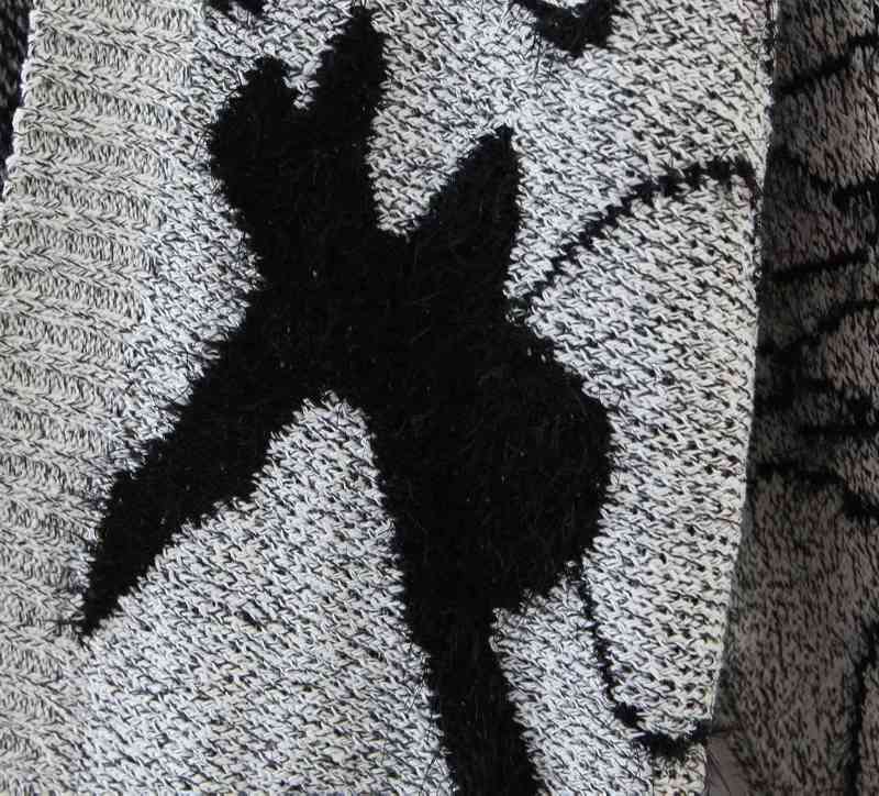 Fashion Women Sweater Loose Abstract Beauty Pattern Lady Mid Length Knitted Cardigan 210521