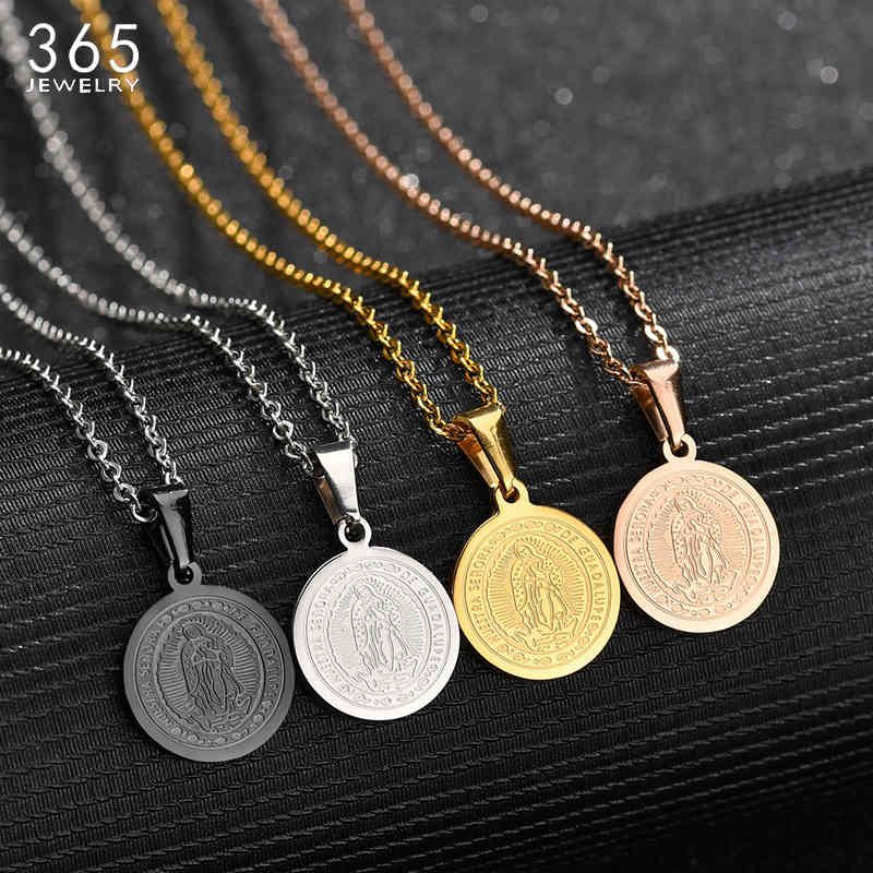Simple Vintage Stainless Steel Virgin Mary Body Coin Necklace Women Men Gold Goddess Madonna Round Neckalce Religious Jewelry
Simple Vintage Stainless Steel Virgin Mary Body Coin Necklace Women Men Gold Goddess Madonna Round Neckalce Religious Jewelry