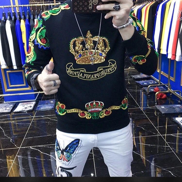 Men's Hoodies & Sweatshirts 2021 Winter And Spring Heavy Industry Embroidered Crown Wear Long Sleeve T-Shirt Crewneck Backing Shirt, Black
Men's Hoodies & Sweatshirts 2021 Winter And Spring Heavy Industry Embroidered Crown Wear Long Sleeve T-Shirt Crewneck Backing Shirt, Black