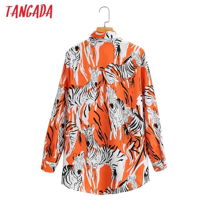 Spring Women Oversized Animal Print Blouse Long Sleeve Chic Female Office Lady Shirt Blusas Femininas 1F78 210416