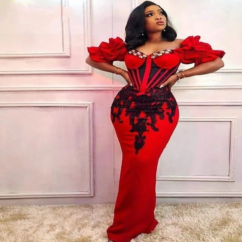 Modern Red and Black Lace Off Shoulders Prom Cocktail Dresses 2022 with Short Sleeves Satin Open Back African Designer Sequins Bridesmaid Evening Formal Gowns, Gold
Modern Red and Black Lace Off Shoulders Prom Cocktail Dresses 2022 with Short Sleeves Satin Open Back African Designer Sequins Bridesmaid Evening Formal Gowns, Gold