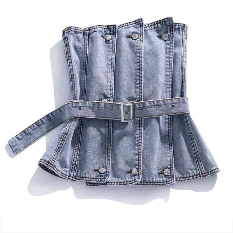 Women's Vests Spring Denim Tops Harajuku Sleeveless Strapless Sexy Solid Jeans Jacket Vintage Slim Waistcoat G269 CIAW, Blue
Women's Vests Spring Denim Tops Harajuku Sleeveless Strapless Sexy Solid Jeans Jacket Vintage Slim Waistcoat G269 CIAW, Blue