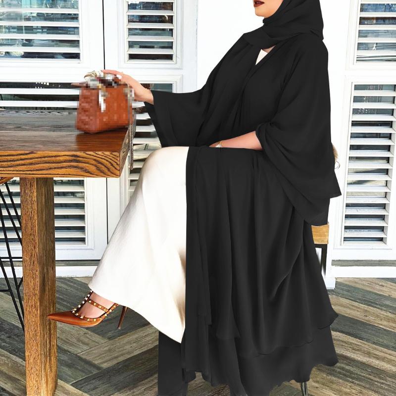 Solid Open Abaya Kimono Dubai Turkey Kaftan Muslim Cardigan Abayas Dresses For Women Casual Robe Femme Caftan Islam Clothing Ethnic