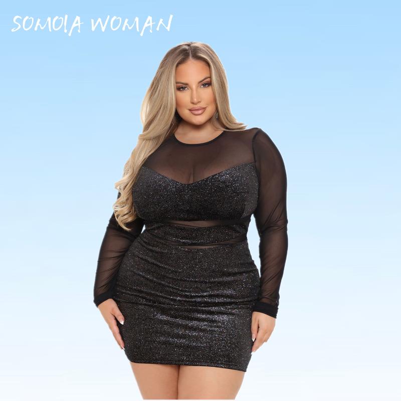 Plus Size Dresses Women Clothing Sexy Patchwork Mesh Transparent Mini Dress Birthday Long Sleeve Bodycon Crew Neck Bag Hip, Black
Plus Size Dresses Women Clothing Sexy Patchwork Mesh Transparent Mini Dress Birthday Long Sleeve Bodycon Crew Neck Bag Hip, Black