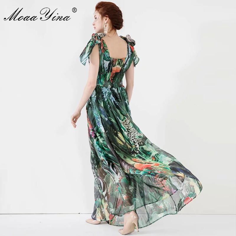 Fashion ner dress Summer Women's Dress Spaghetti strap Floral-Print Vacation Chiffon 5XL Plus size Maxi Dresses 210524