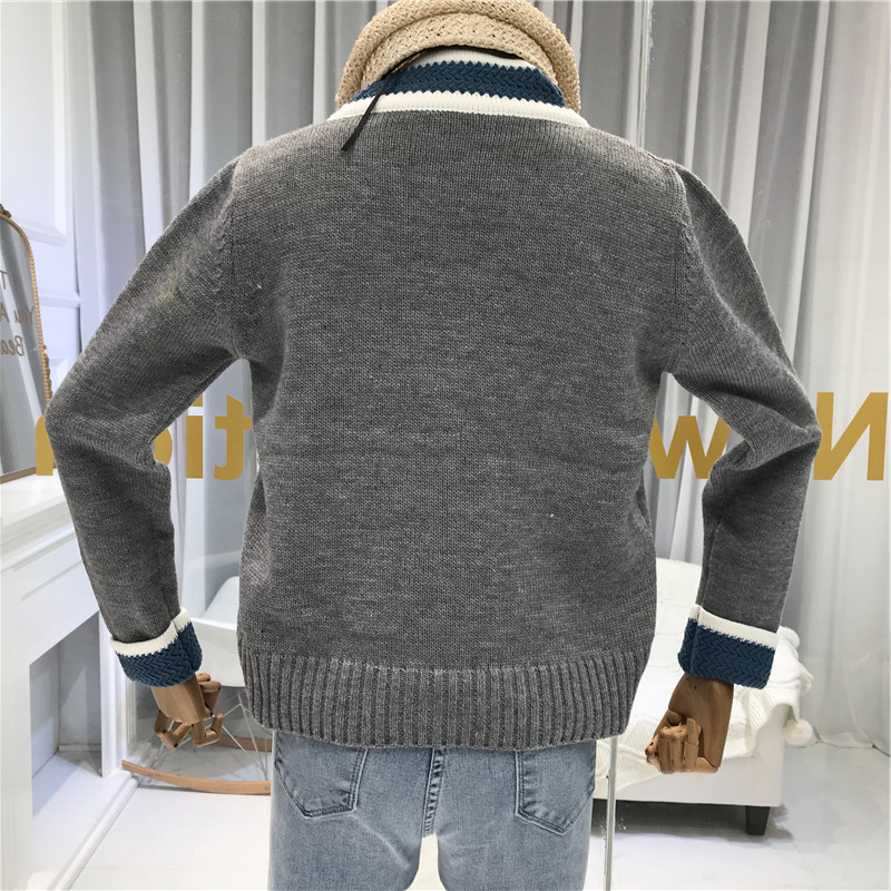 Spring Autumn Women's Cardigan Korean Style Contrast Color V-neck Knit Single-breasted Long Sleeve s LL359 210506