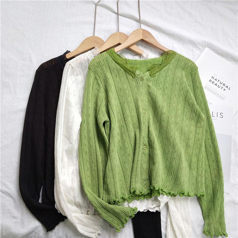 Women's Knits & Tees Lace Collar Thin Spring White Outwear Summer Air Condition Cardigans T96013, Green
Women's Knits & Tees Lace Collar Thin Spring White Outwear Summer Air Condition Cardigans T96013, Green