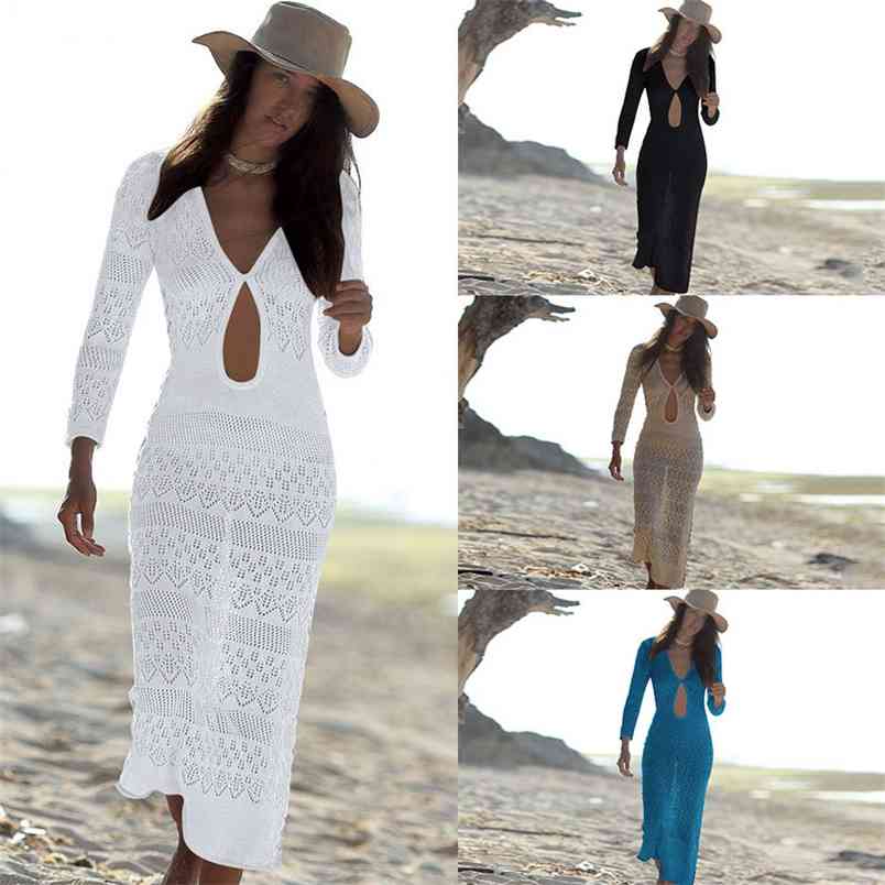 Sexy Hollow Out Knitted Beach Dress Summer Elegant Lady Deep V Long Sleeve Bodysuit Swimsuit Casual Robe Crochet Cover-Ups 210604, Orange
Sexy Hollow Out Knitted Beach Dress Summer Elegant Lady Deep V Long Sleeve Bodysuit Swimsuit Casual Robe Crochet Cover-Ups 210604, Orange