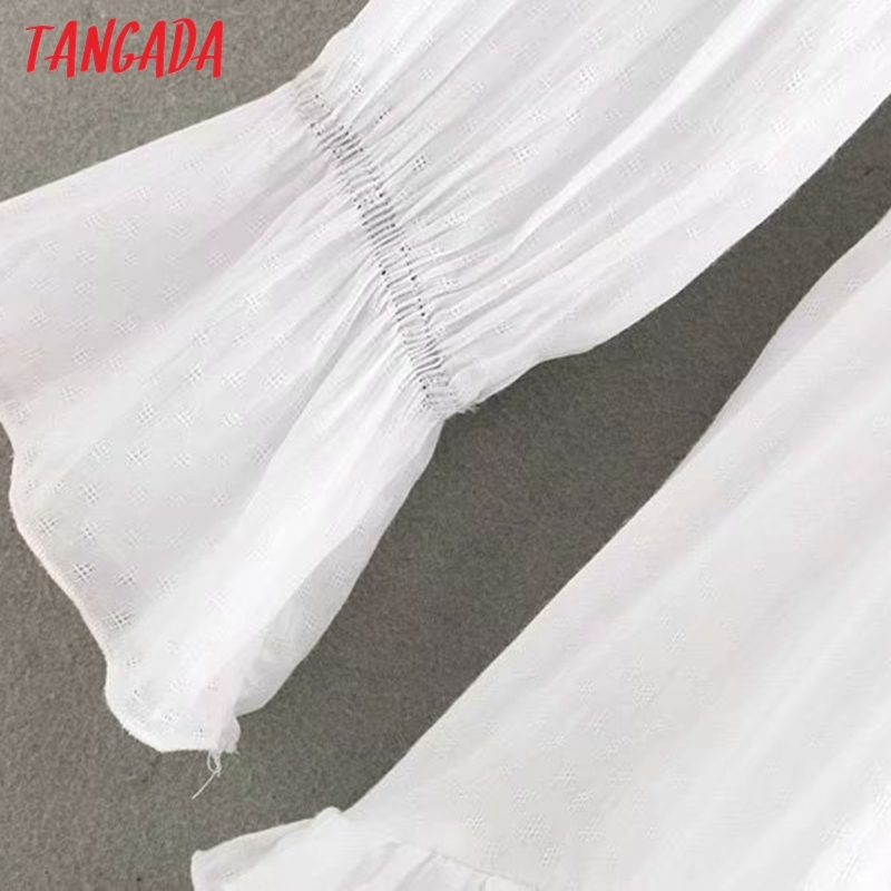Spring Women White Ruffles Shirt Long Sleeve Ladies Mini Dress Vestidos 4N26 210416