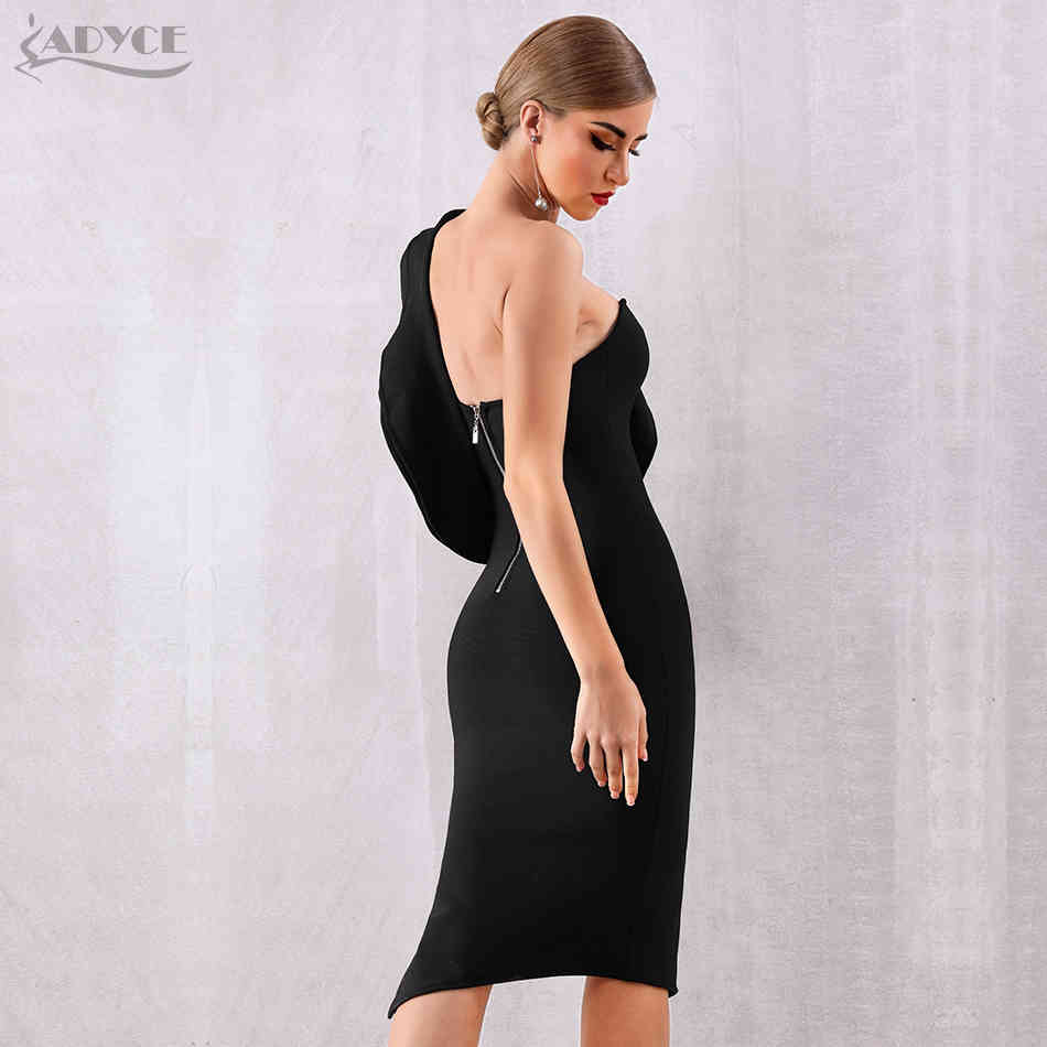 Summer Women Bandage Dress Sexy One Shoulder Ruffles Bodycon Club es Vestidos Celebrity Evening Party 210423