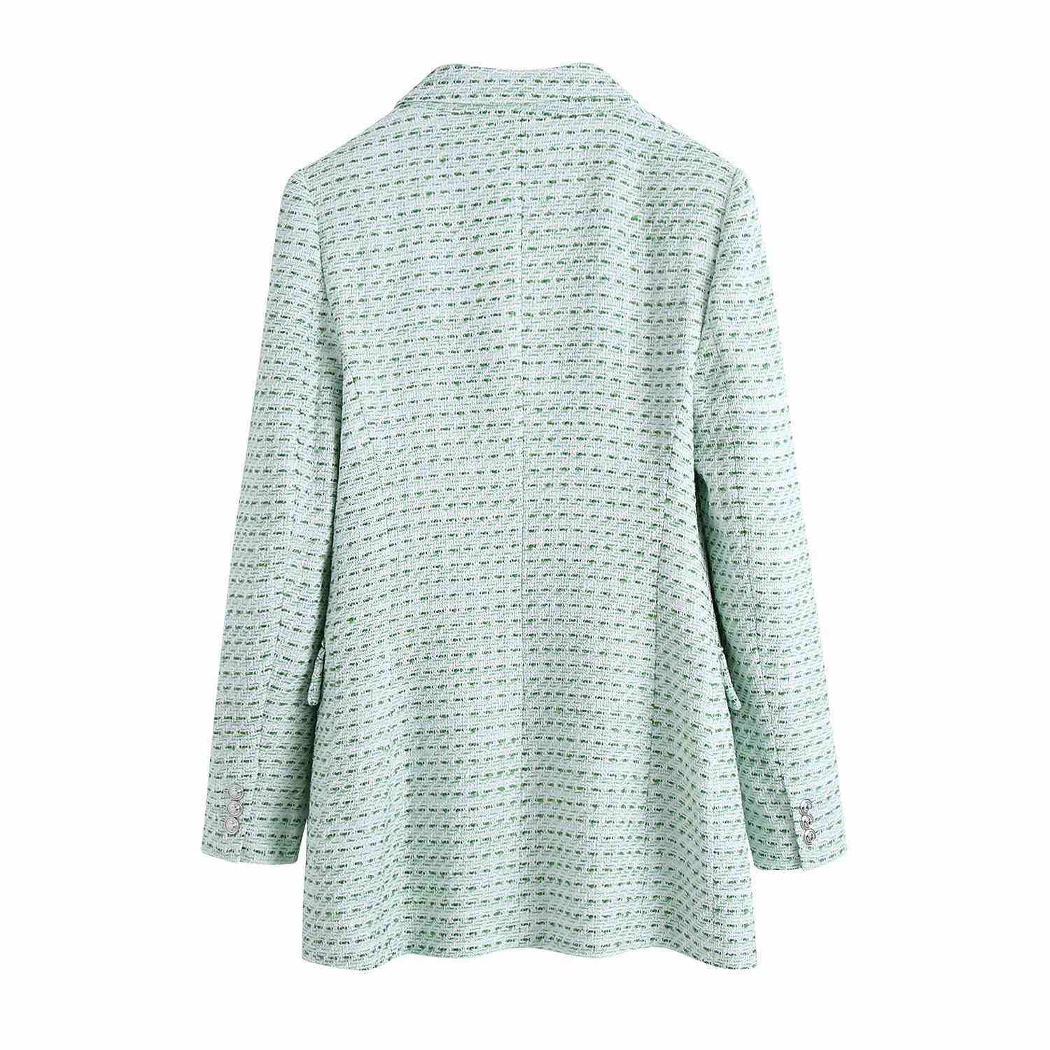 Suit Collar Double Breasted Chic Female Suit Women's Fashionable Plaid Texture Slim Suit Jacket 210507