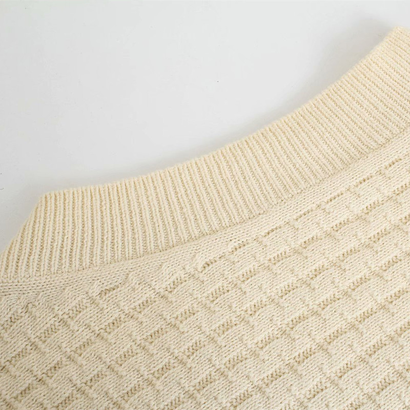 Oversize Women Crochet V Neck Sweater Spring-autumn Fashion Ladies Tweed Hedging Female Vintage Broad shoulders Vest 210515