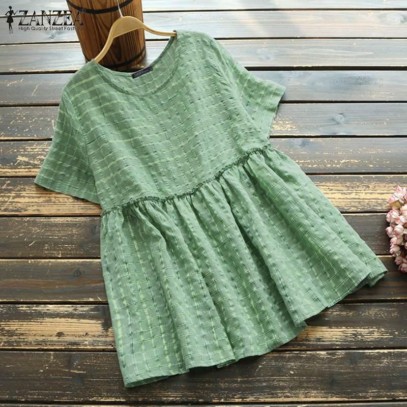 Women' Blouses & Shirts Summer Women Vintage Short Sleeve Ruffles Tops Casual Loose Plaid Checked Blouse Tunic Female Shirt Blusas O, Green
Women' Blouses & Shirts Summer Women Vintage Short Sleeve Ruffles Tops Casual Loose Plaid Checked Blouse Tunic Female Shirt Blusas O, Green
