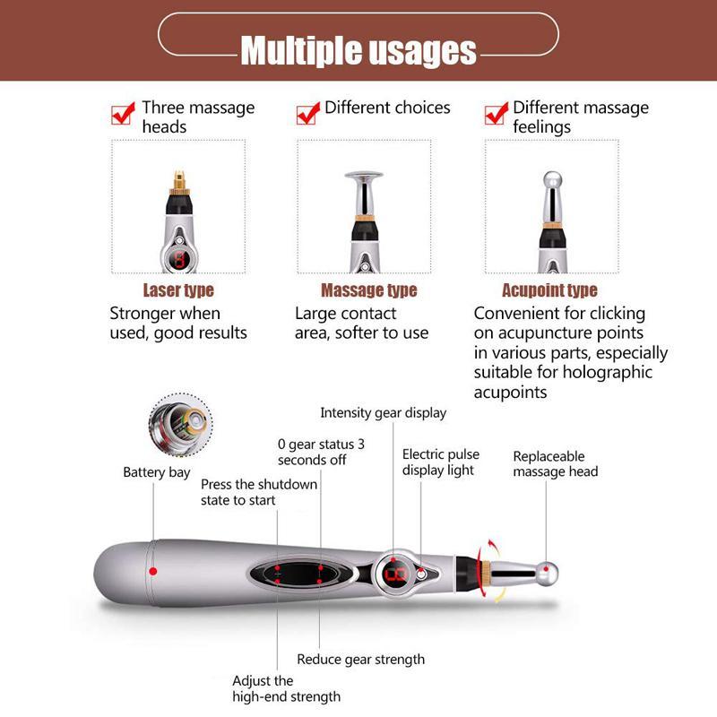 Full Body Massager Electronic Acupuncture Pen Electric Meridians Laser Therapy Heal Massage Meridian EnergyRelief Pain Tools