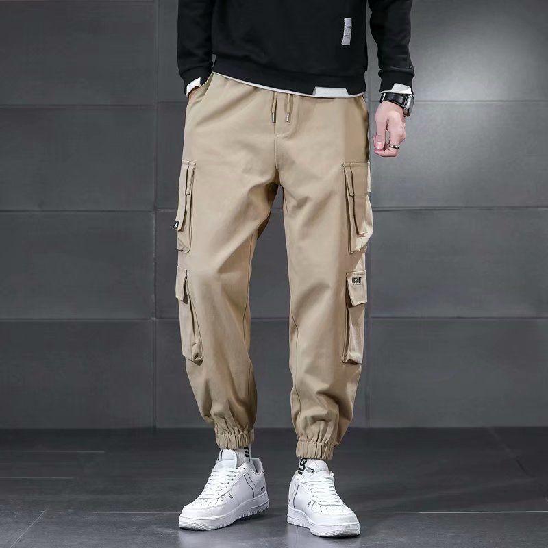 Style Overalls Men's Loose And Wear-resistant Big Size Fashion Brand Casual Toe Band Multi Pocket Two Piece Pants Pure