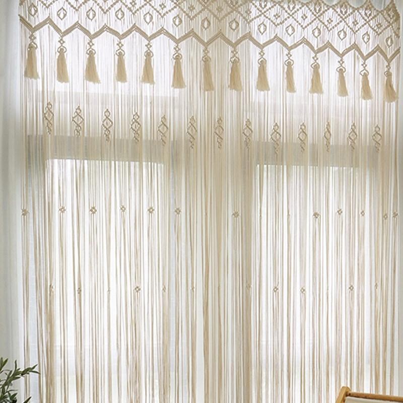 Curtain & Drapes Bohemian Hand Woven Tassel Home Indoor Wedding Decor Window Door Knitted Wall Hanging Macrame With Rod, Small curtain
Curtain & Drapes Bohemian Hand Woven Tassel Home Indoor Wedding Decor Window Door Knitted Wall Hanging Macrame With Rod, Small curtain