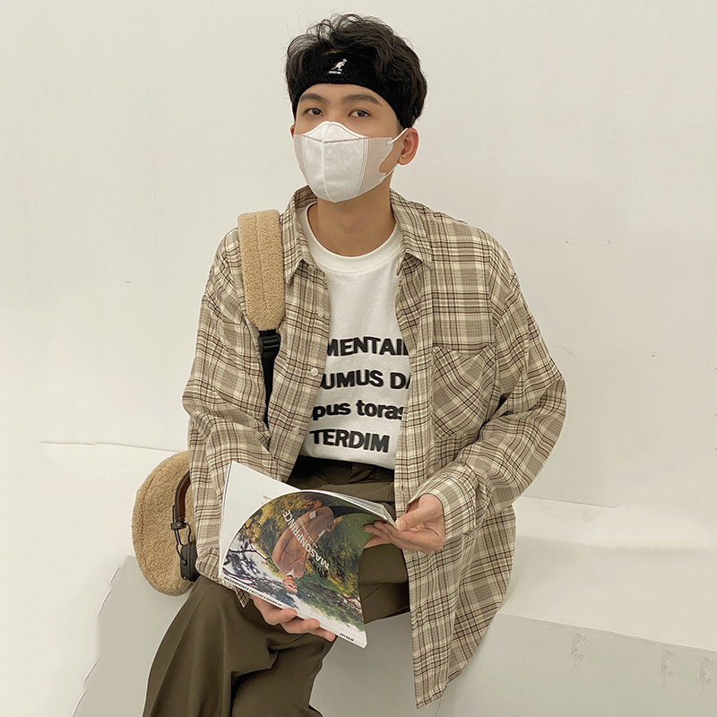 IEFB Men's Casual Plaid Shirt Korean Fashion Long Sleeve Blouse Tops Vintage Spring Single Breast Clothes 9Y6228 210524