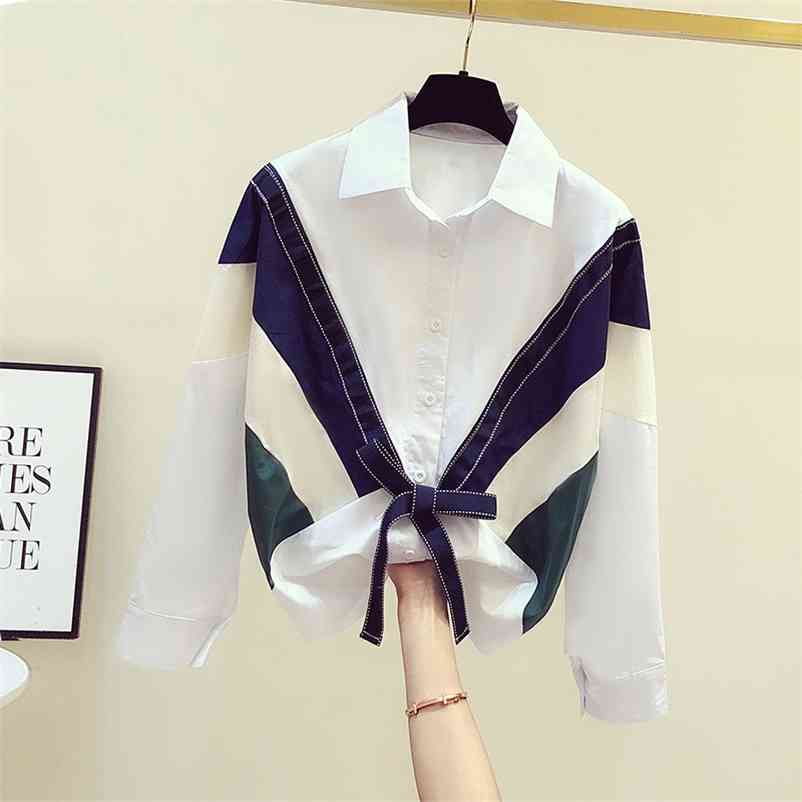 Women' Shirts Autumn Turn Down Collar Long Sleeves Patchwork Bow Shirt Ladies Girls Blouse Tops Blusas A3939 210519, Beige
Women' Shirts Autumn Turn Down Collar Long Sleeves Patchwork Bow Shirt Ladies Girls Blouse Tops Blusas A3939 210519, Beige