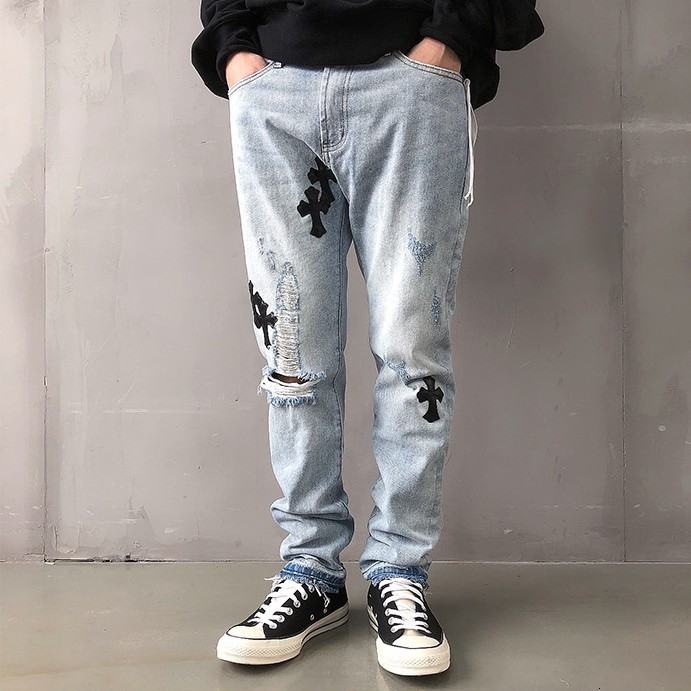 2021Men Jeans Streetwear Fashion Harajuku Embroidered cross Ripped Jeans Slim Trousers Embroidered cross Ripped Jeans Men, Blue
2021Men Jeans Streetwear Fashion Harajuku Embroidered cross Ripped Jeans Slim Trousers Embroidered cross Ripped Jeans Men, Blue
