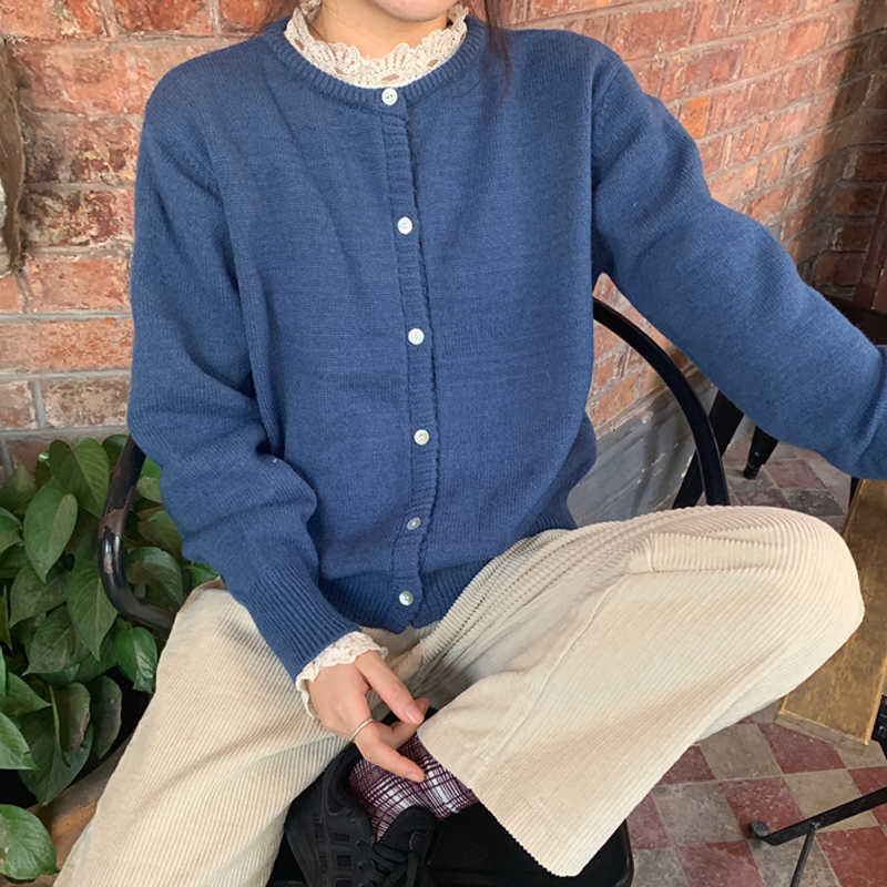 Korean Casual O-neck Long Sleeve Women Sweater Cardigans Autumn Winter Jumpers Single-breasted Female Knit Cardigans 11324 210528wtt