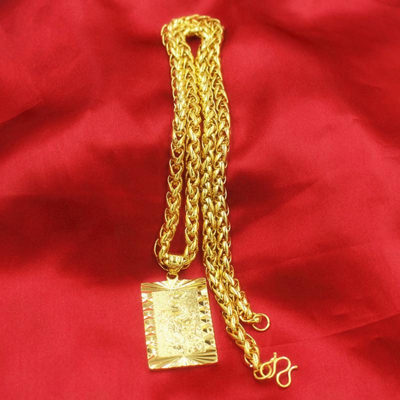 Chains Fashion Euro Coin Wedding Jewelry Gift Gold Dragon Pendant Men's Long-Lasting Color Vietnamese Sand Necklace