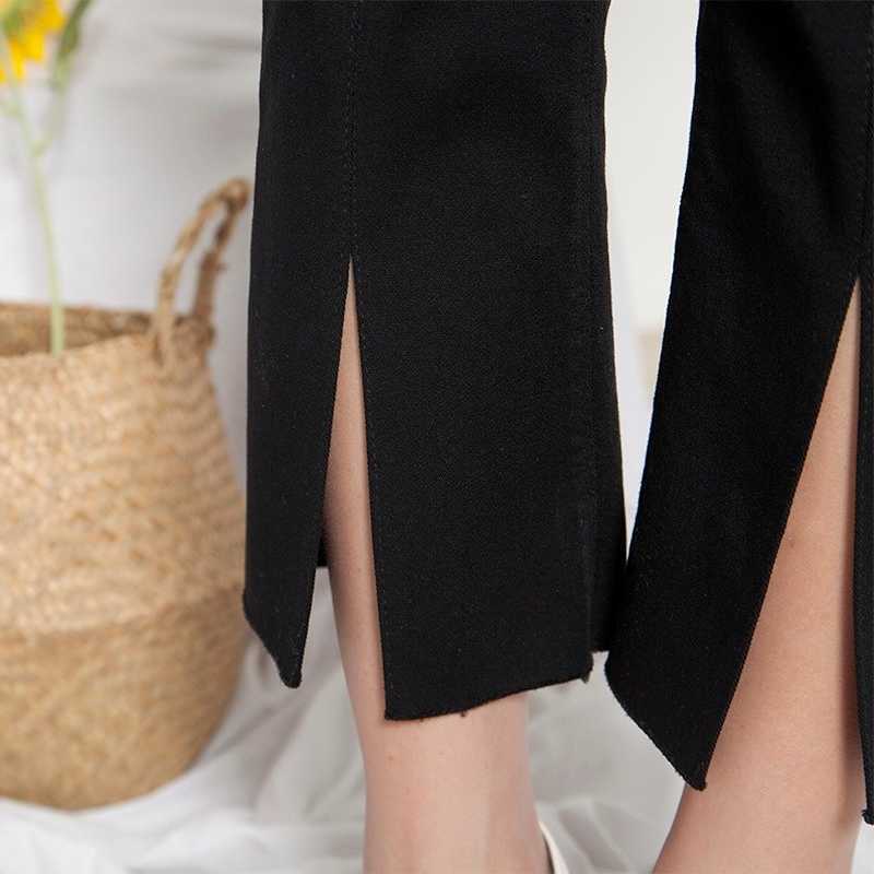 Silm High Waist Split Ankle-length Denim Pants for Women Solid Elegant All-match Casual Jeans Fashion Office Lady Bottoms Female 210525