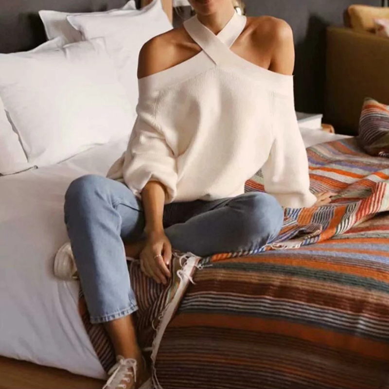 Oversize women cross halter sweaters 2021 spring fashion ladies elegant knitted pullovers female knitwear soft girls chic tops, Black
Oversize women cross halter sweaters 2021 spring fashion ladies elegant knitted pullovers female knitwear soft girls chic tops, Black