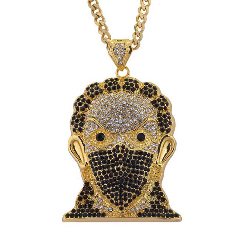 New Gold Color Bling Glitter Large Size CZ Crystal Mask Clown Pendant Hip Hop Necklace Jewelry 80cm Cuban Chain X0509
New Gold Color Bling Glitter Large Size CZ Crystal Mask Clown Pendant Hip Hop Necklace Jewelry 80cm Cuban Chain X0509