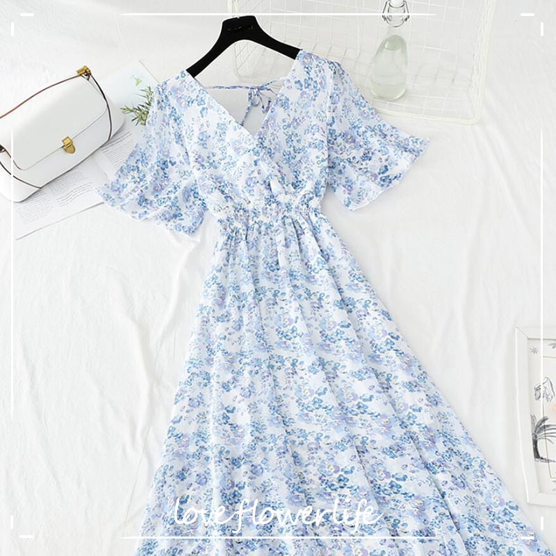 Summer Dress Women's Short sleeve Chiffon Dress V-neck Elastic Waist Floral Print Beach Long Dresses Backless Sexy Vestidos 210521, Flowers 10
Summer Dress Women's Short sleeve Chiffon Dress V-neck Elastic Waist Floral Print Beach Long Dresses Backless Sexy Vestidos 210521, Flowers 10