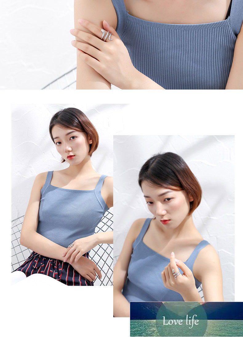 Creative Personality Snake New Fashion 925 Sterling Silver Jewelry Thai Silver Crystal Temperament Opening Rings R162 Factory price expert design Qual