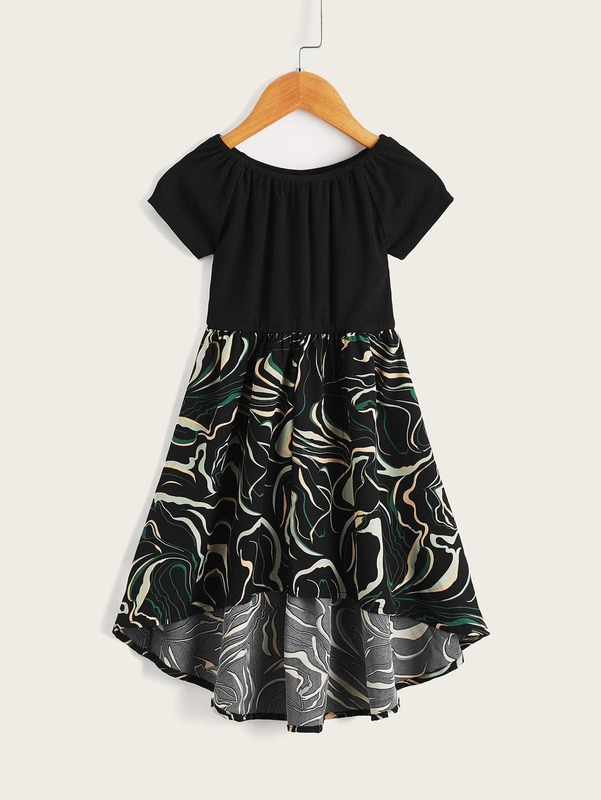 Toddler Girls Graphic Print High Low Dress SHE