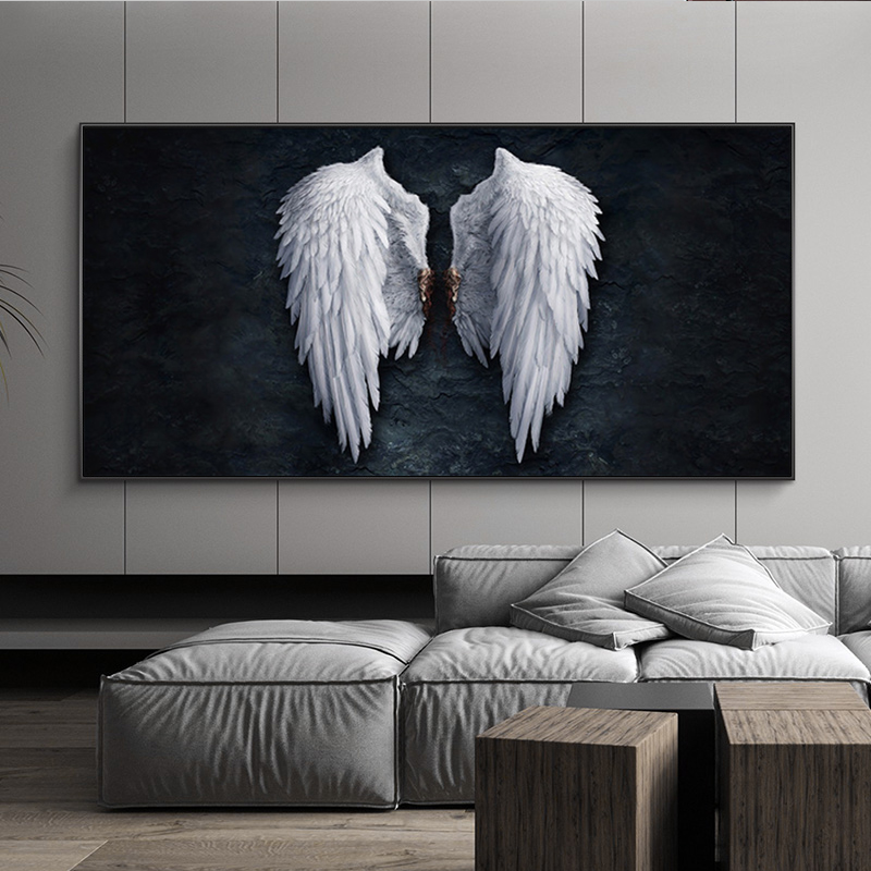 Black White Angel Wings Poster Canvas Art Posters and Prints Canvas Paintings on The Wall Art Pictures for Living Room Decor